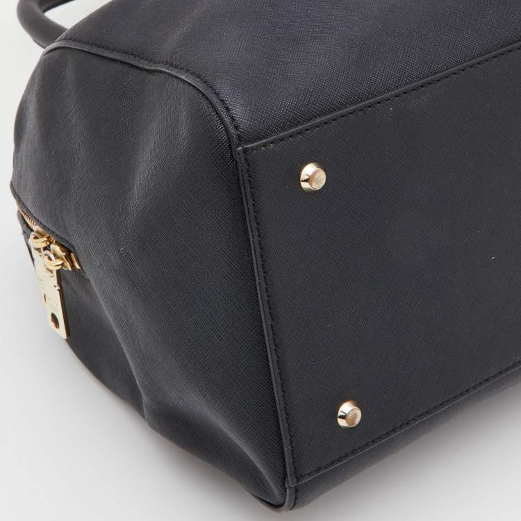 Pre Owned DKNY Black Leather Zip Boston Bag