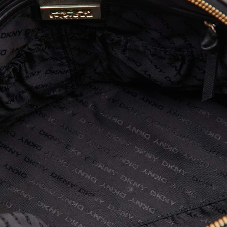 Pre Owned DKNY Black Leather Zip Boston Bag