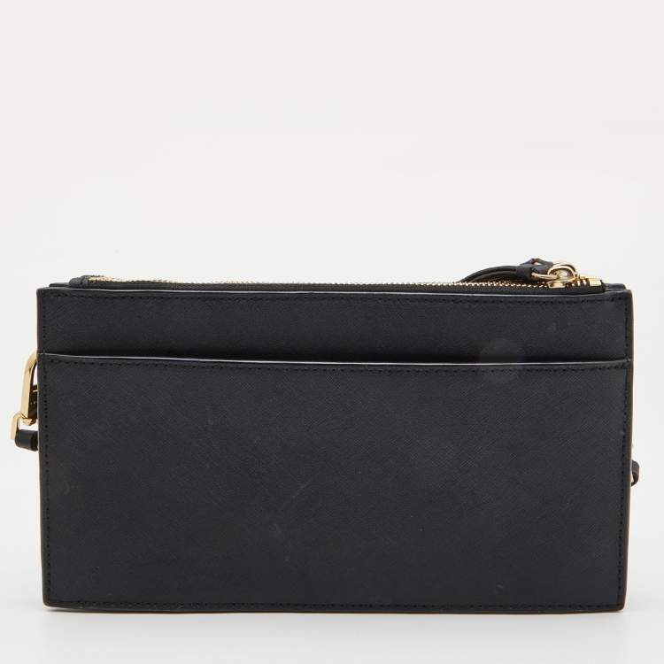 مملوكة مسبقًا Dkny Black Leather Bryant Park Triple Zip Crossbody Bag