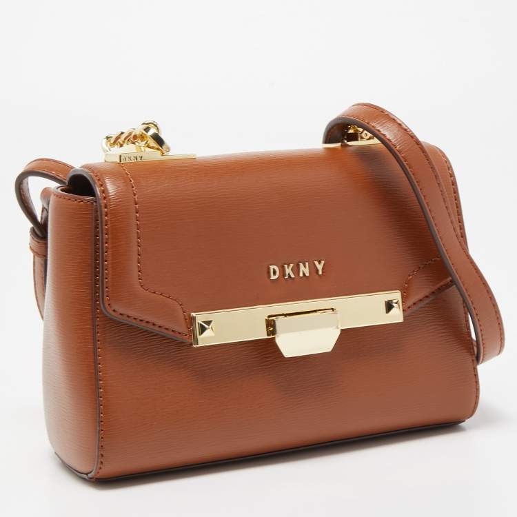 Pre Owned DKNY Brown Leather Janice Shoulder Bag