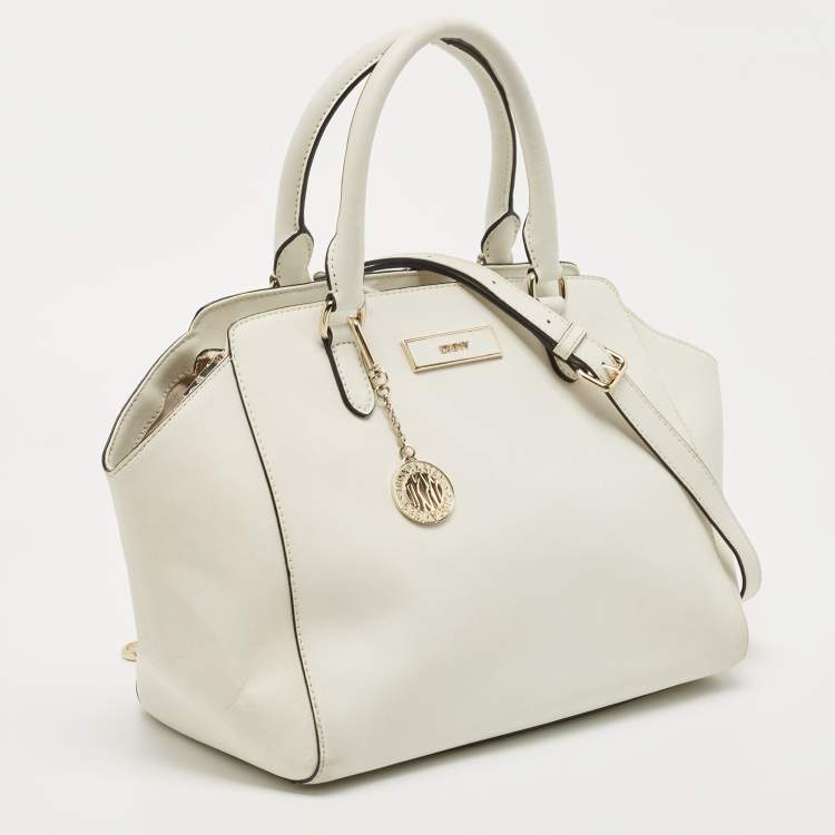 Pre Owned DKNY White Saffiano Leather Bryant Park Tote
