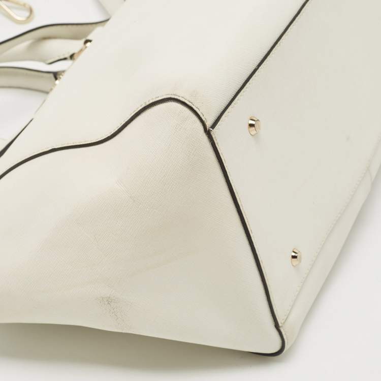 Pre Owned DKNY White Saffiano Leather Bryant Park Tote