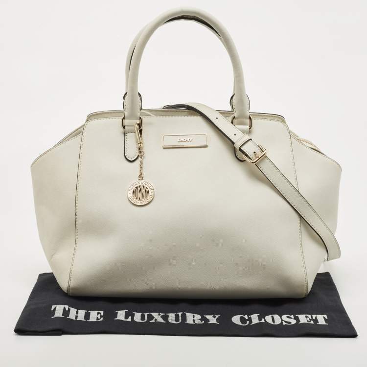 Pre Owned DKNY White Saffiano Leather Bryant Park Tote