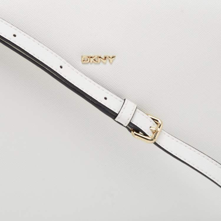 مملوكة مسبقًا DKNY White Leather Bryant Zip Crossbody Bag 