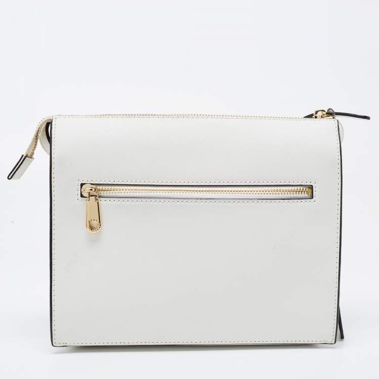 مملوكة مسبقًا DKNY White Leather Bryant Zip Crossbody Bag 