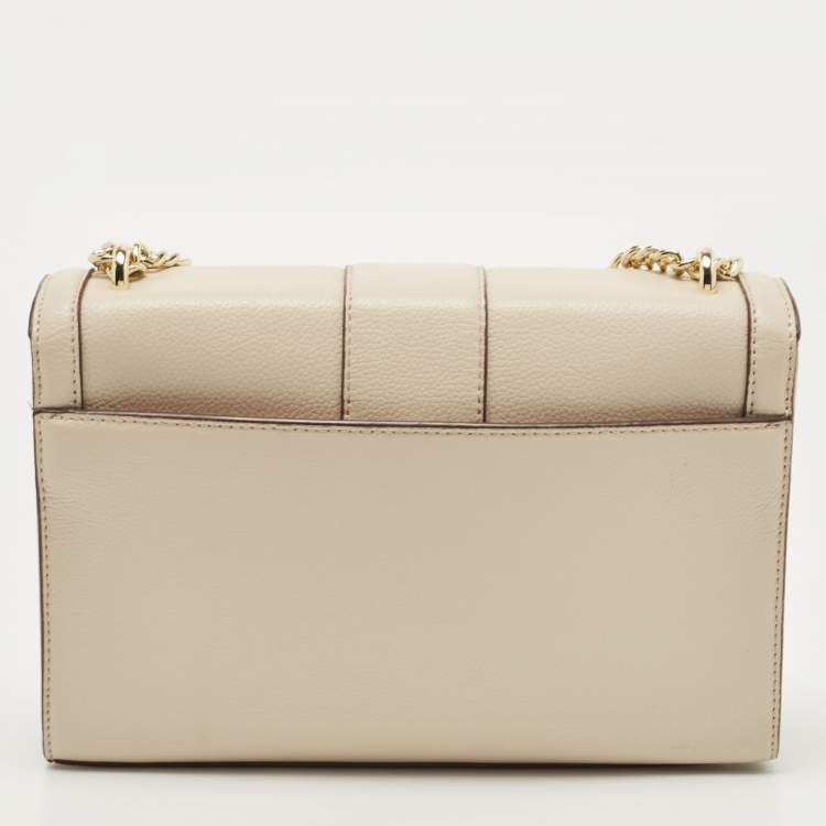 Pre Owned DKNY Light Beige Leather Large Ella Shoulder Bag