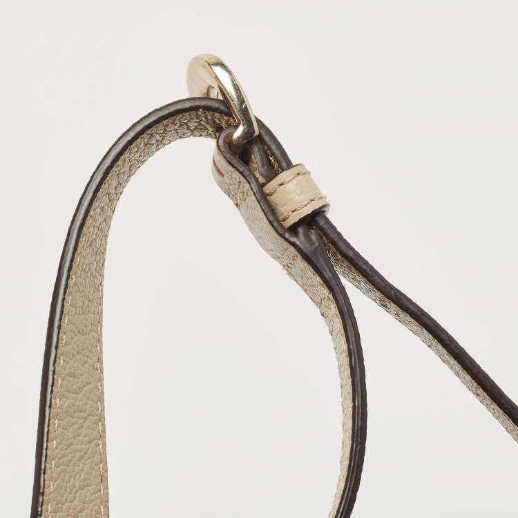 Pre Owned DKNY Cream/Beige Signature Canvas and Leather Dome Satchel