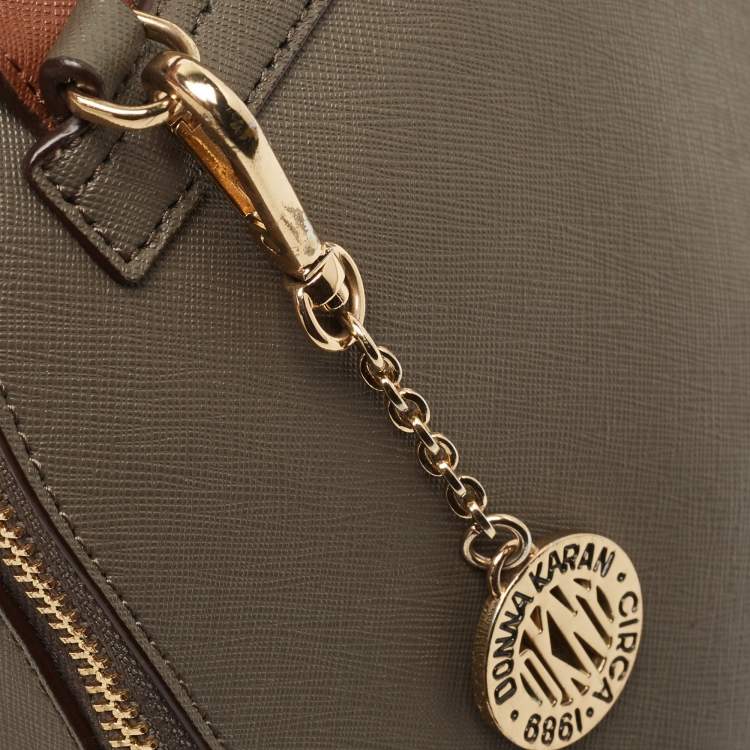 Pre Owned DKNY Brown/Dark Grey Leather Mini Bryant Backpack