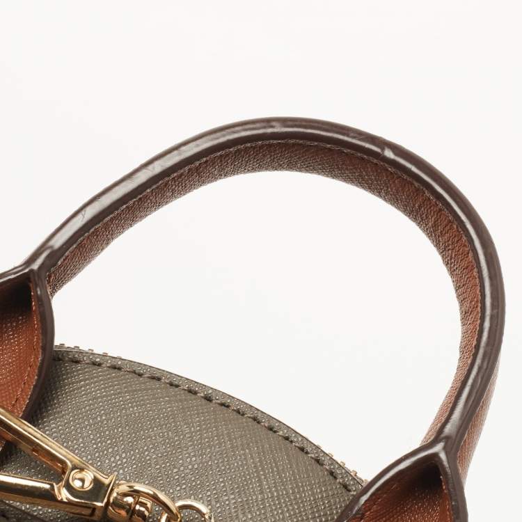 Pre Owned DKNY Brown/Dark Grey Leather Mini Bryant Backpack
