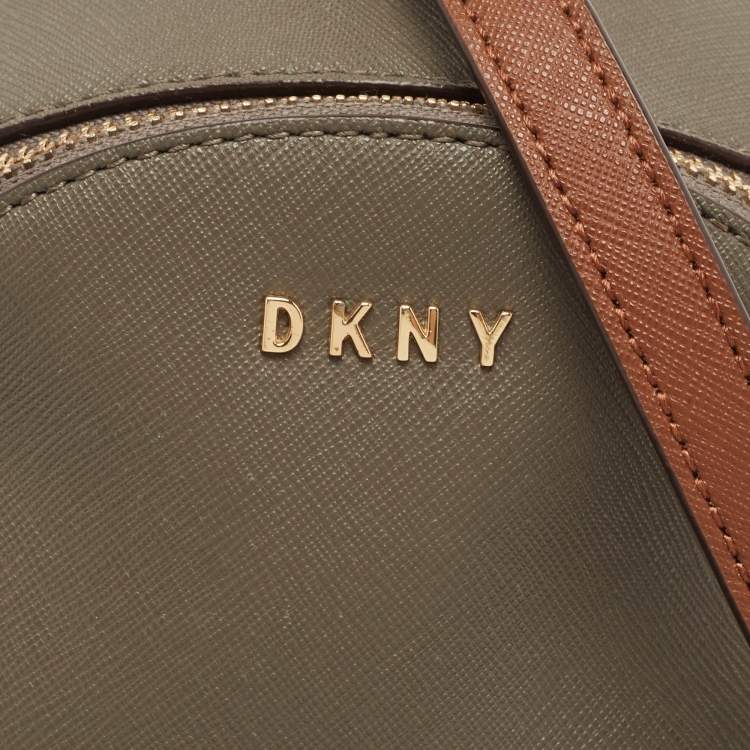 Pre Owned DKNY Brown/Dark Grey Leather Mini Bryant Backpack