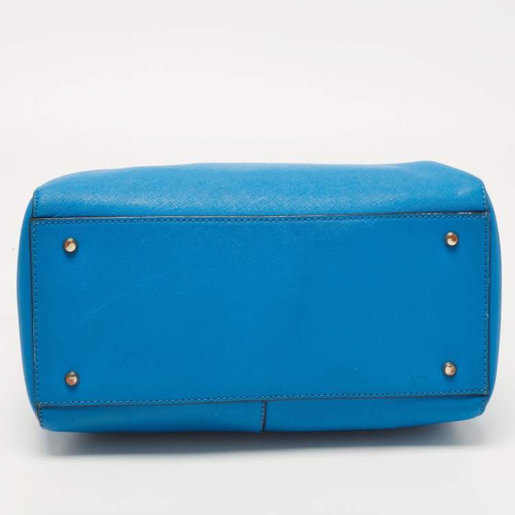 Pre Owned Dkny Blue Saffiano Leather Logo Boston Bag