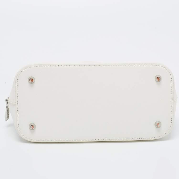 Pre Owned DKNY White Saffiano Leather Logo Dome Satchel