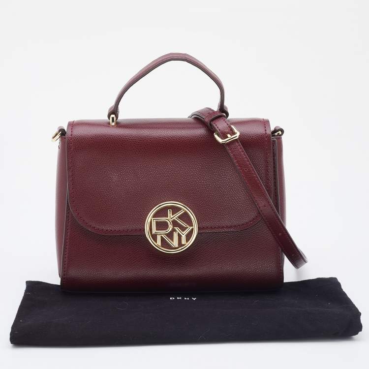 Pre Owned DKNY Red Leather Flap Top Handle Bag