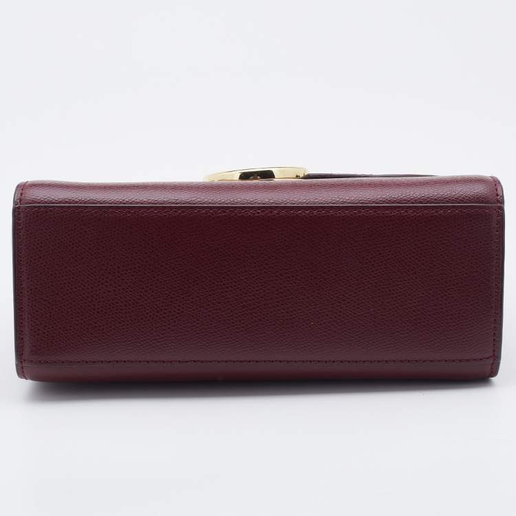 Pre Owned DKNY Red Leather Flap Top Handle Bag