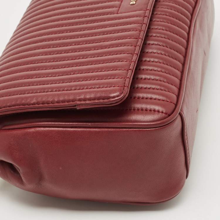 Pre Owned DKNY Burgundy Quilted Leather Gansevoort Flap Shoulder Bag