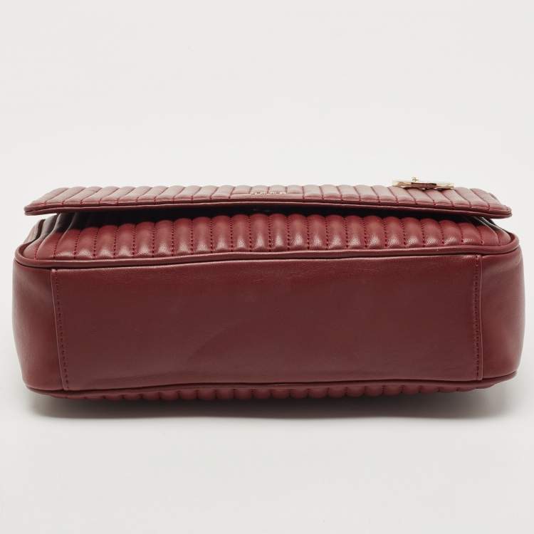Pre Owned DKNY Burgundy Quilted Leather Gansevoort Flap Shoulder Bag