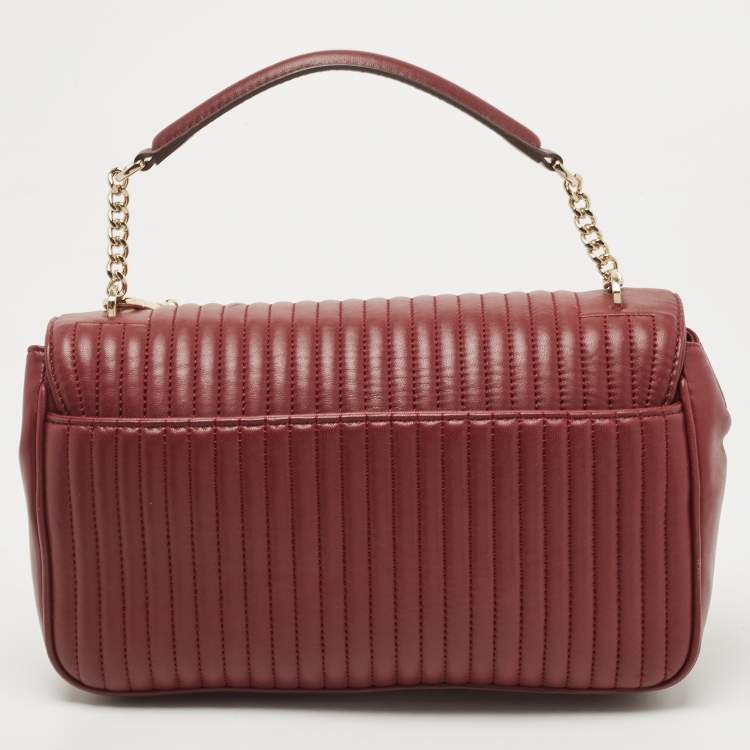 Pre Owned DKNY Burgundy Quilted Leather Gansevoort Flap Shoulder Bag
