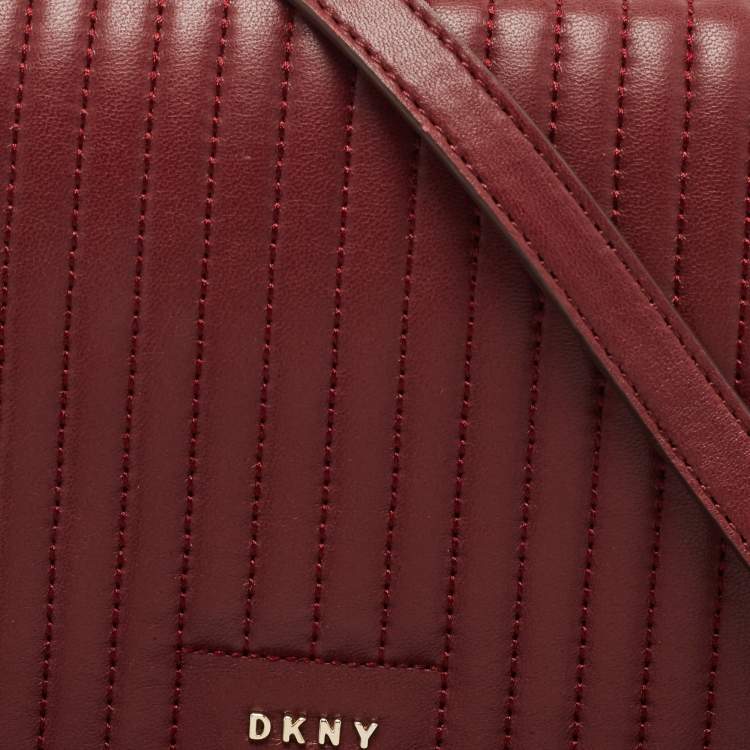 Pre Owned DKNY Burgundy Quilted Leather Gansevoort Flap Shoulder Bag