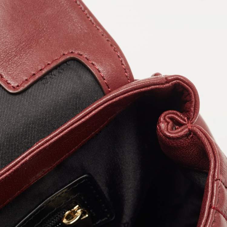 Pre Owned DKNY Burgundy Quilted Leather Gansevoort Flap Shoulder Bag
