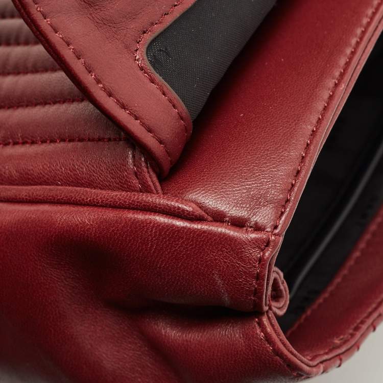 Pre Owned DKNY Burgundy Quilted Leather Gansevoort Flap Shoulder Bag