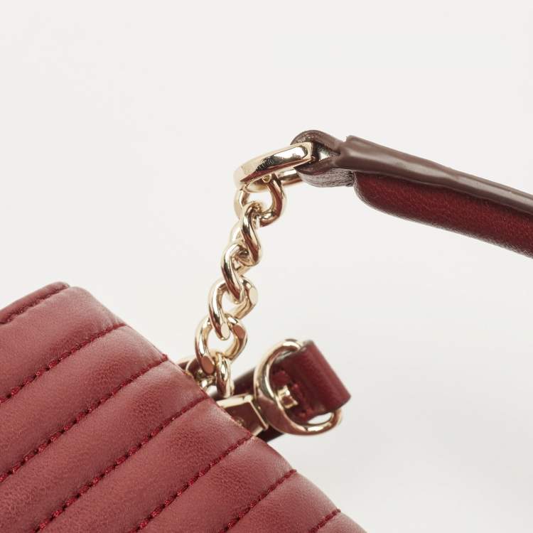 Pre Owned DKNY Burgundy Quilted Leather Gansevoort Flap Shoulder Bag