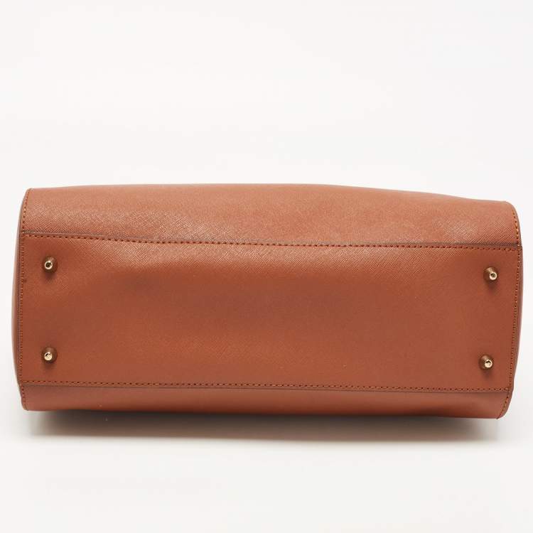 Pre Owned DKNY Brown Saffiano Leather Bryant Park Zip Tote