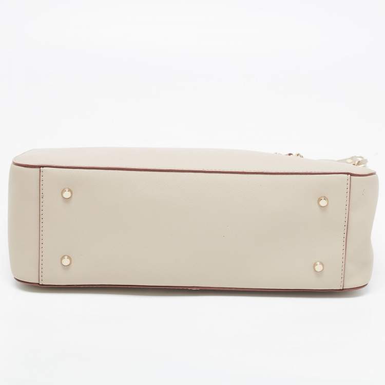 Pre Owned Dkny Light Beige Saffiano Leather Chain Tote