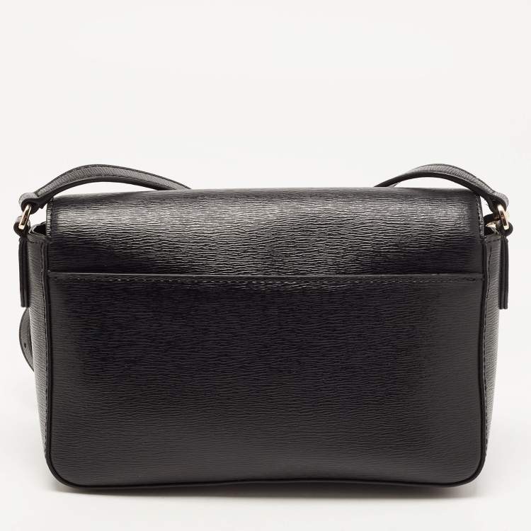 Pre Owned Dkny Black Leather Bryant Park Flap Crossbody Bag
