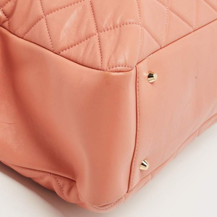 Pre Owned DKNY Rose Pink Quilted Leather Chain Tote