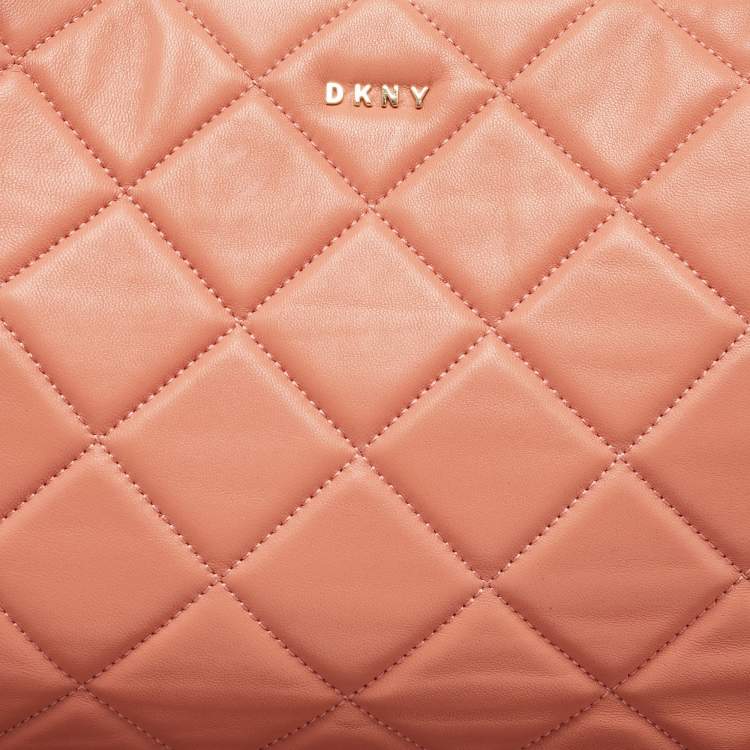 Pre Owned DKNY Rose Pink Quilted Leather Chain Tote