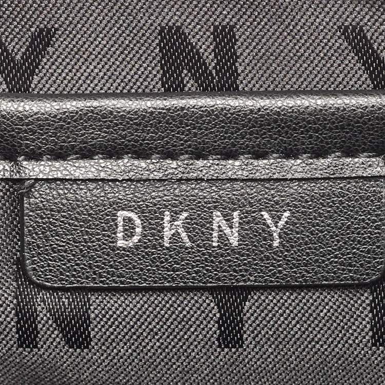 Pre Owned DKNY Grey Leather Pushlock Flap Shoulder Bag