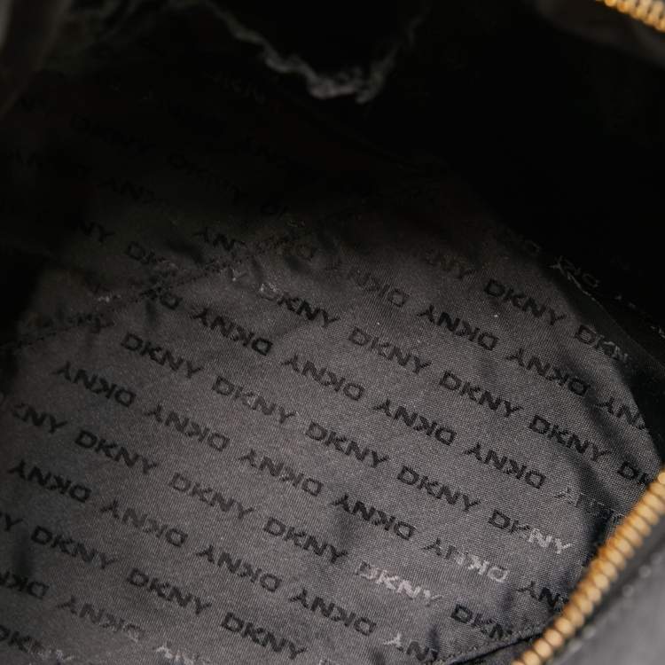 Pre Owned DKNY Black Saffiano Leather Zip Boston Bag