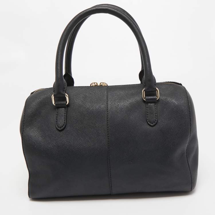 Pre Owned DKNY Black Saffiano Leather Zip Boston Bag