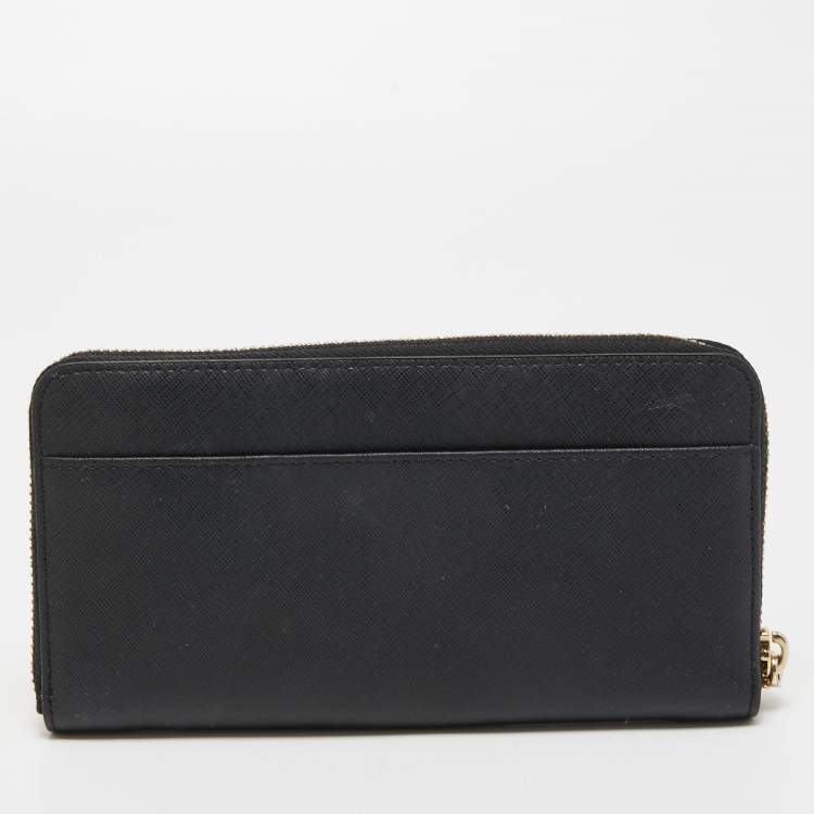 Pre Owned DKNY Black Leather Bryant Park Zip Around Wallet