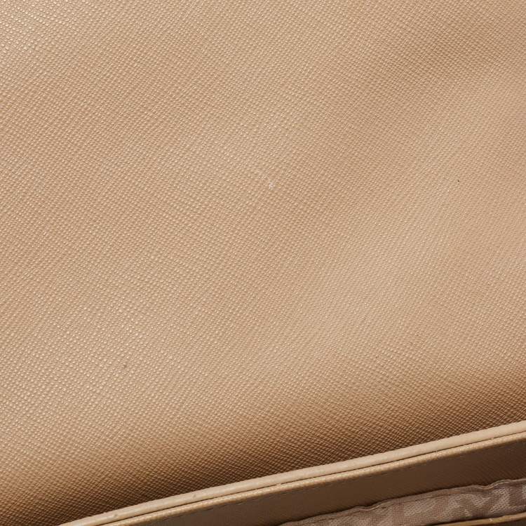 Pre Owned DKNY Beige Lizard Embossed Leather Logo Shoulder Bag