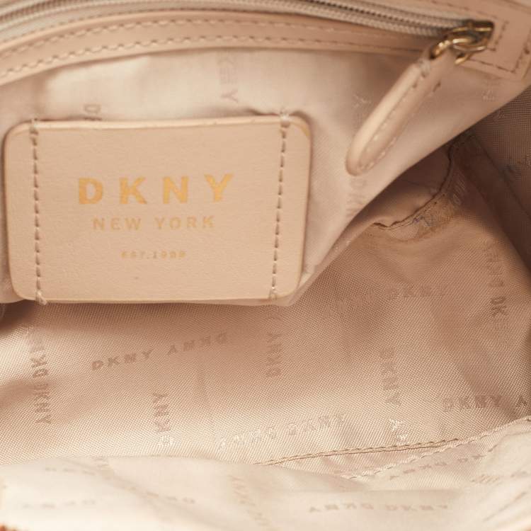 Pre Owned Dkny Dark Red Monogram Embossed Patent Leather Boston Bag