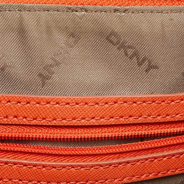 Pre Owned DKNY Orange Leather Crossbody Bag