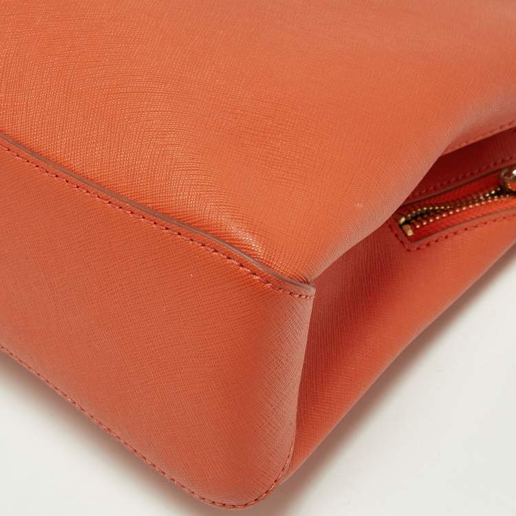 Pre Owned DKNY Orange Leather Crossbody Bag