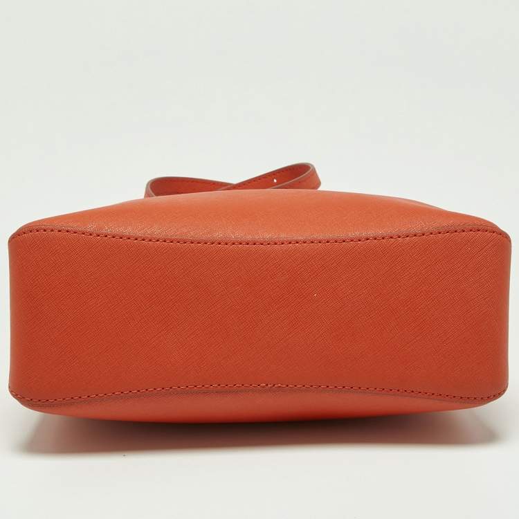 Pre Owned DKNY Orange Leather Crossbody Bag