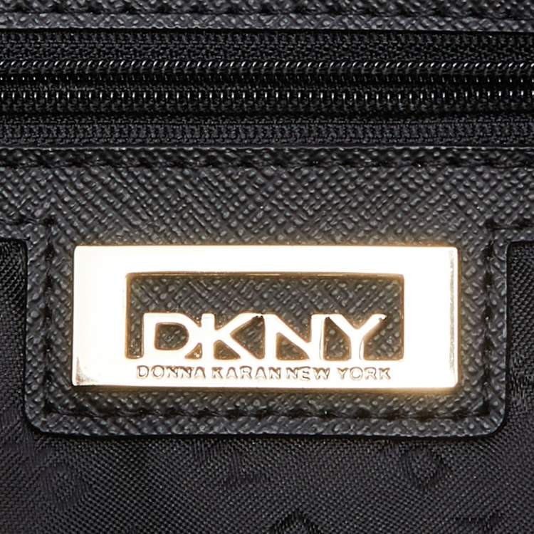 Pre Owned Dkny Black Saffiano Leather Double Zip Crossbody Bag