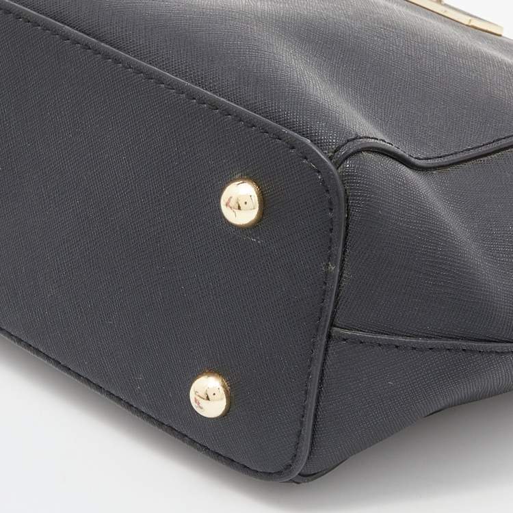 Pre Owned Dkny Black Saffiano Leather Double Zip Crossbody Bag