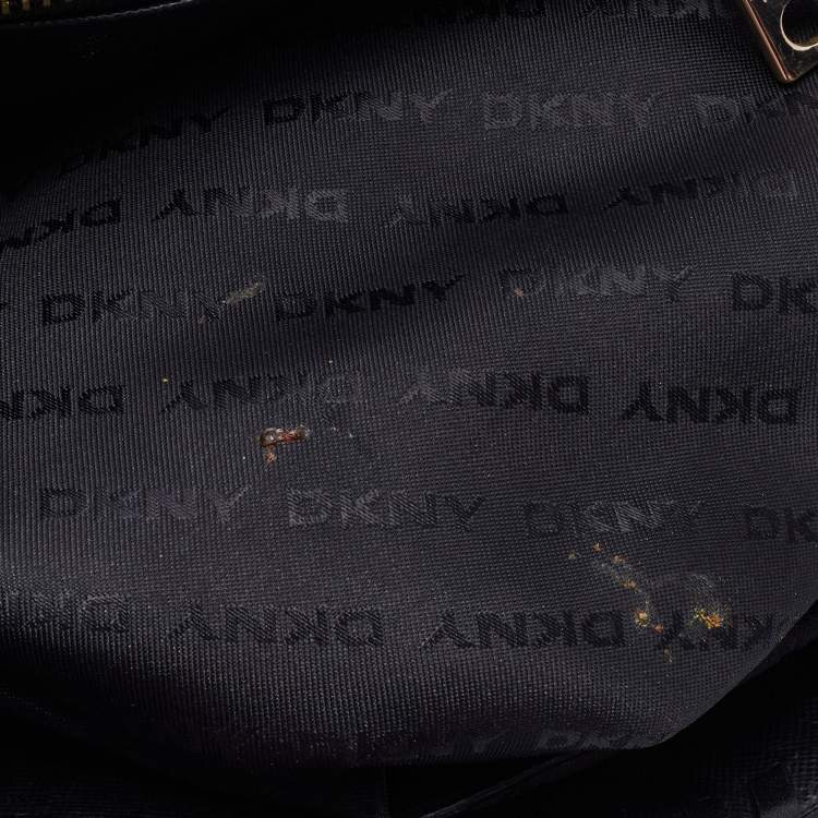 Pre Owned DKNY Black Leather Beekman French Whipstitch Trim Tote