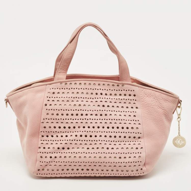 Pre Owned DKNY Pink Perforated Nubuck Tote