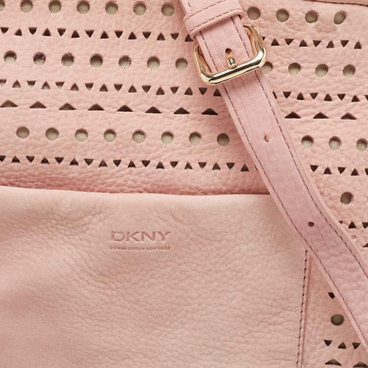 Pre Owned DKNY Pink Perforated Nubuck Tote