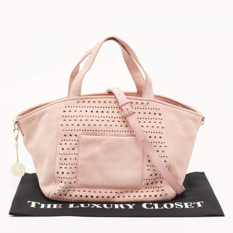 Pre Owned DKNY Pink Perforated Nubuck Tote
