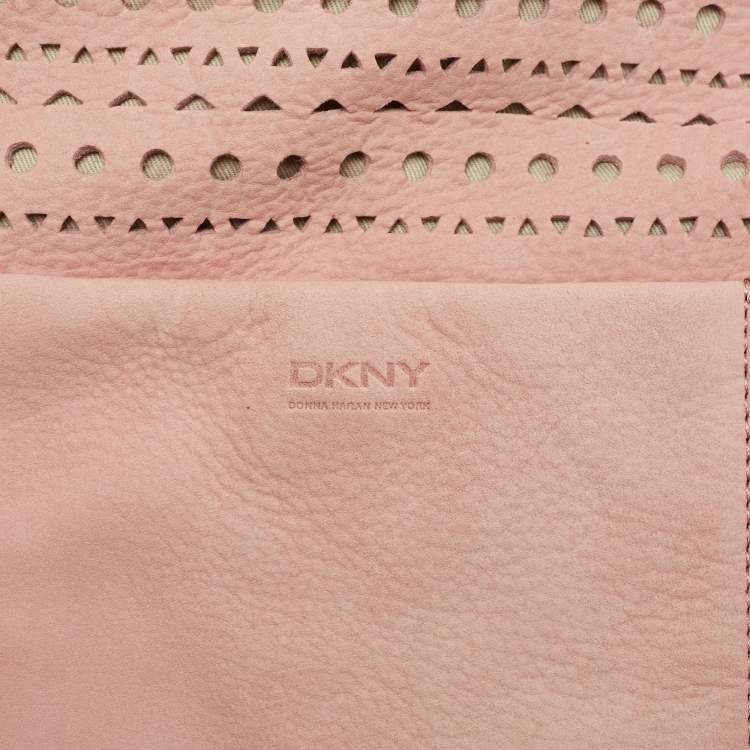 Pre Owned DKNY Pink Perforated Nubuck Tote