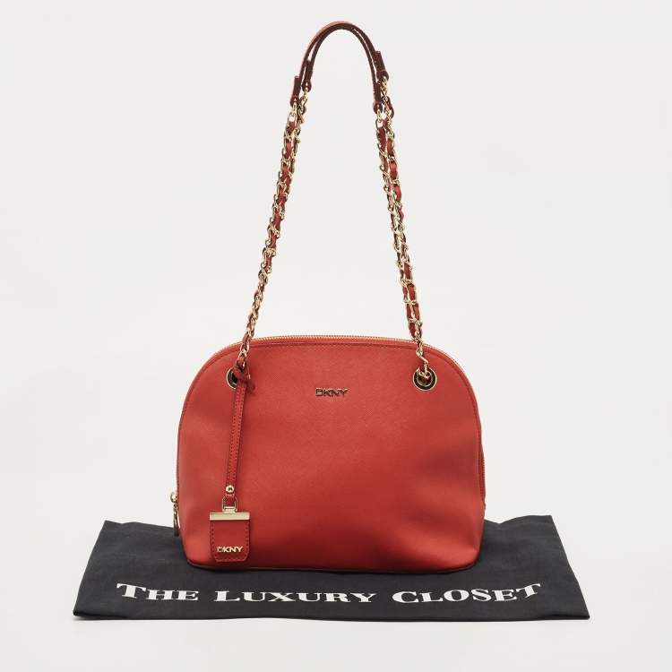 مملوكة مسبقًا DKNY Red Leather Dome Shoulder Bag