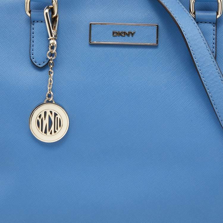 Pre Owned DKNY Blue Leather Bryant Park Top Zip Satchel