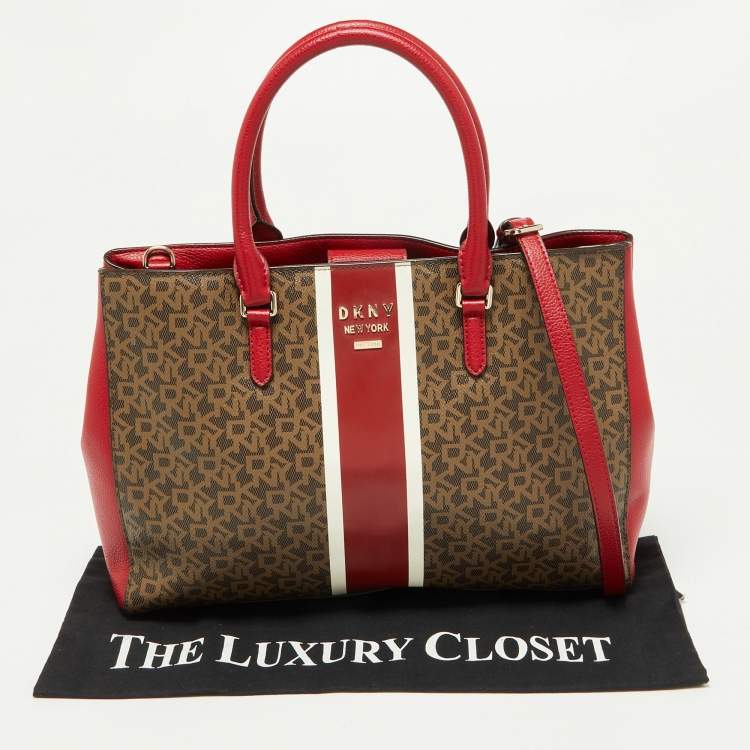 Pre Owned DKNY Tri Color Signature Coated Canvas and Leather Tote