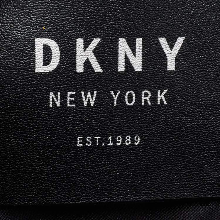 Pre Owned DKNY Black/White Graffiti Leather Erin Dome Satchel